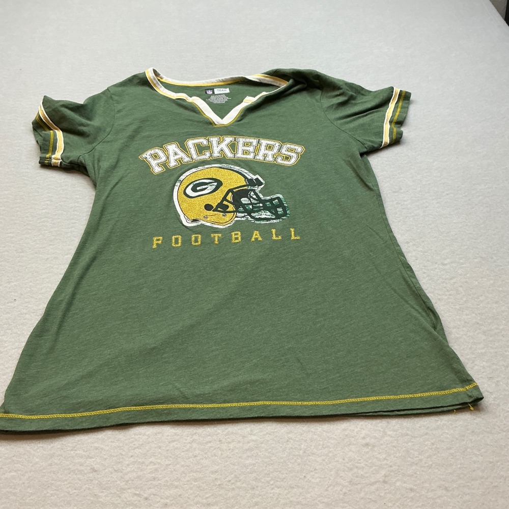 NFL Team Green Bay‎ Packers Football Graphic T-Shirt Green XXL Womens Sporty